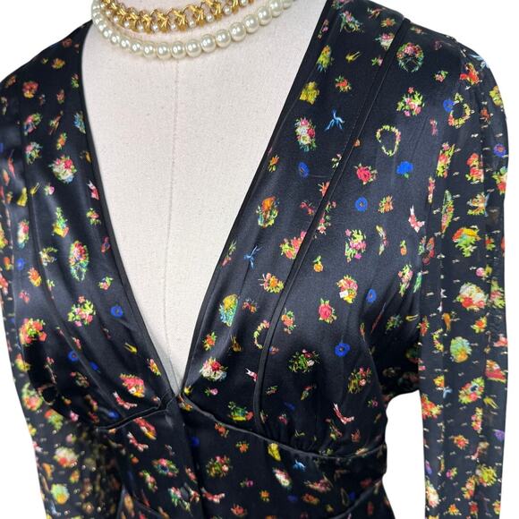 Cynthia Rowley Caroline Tiered Maxi Dress ditsy floral silk black size 8 medium - Picture 9 of 13